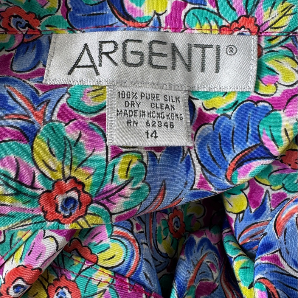 NWT 80s Vintage Argenti Belted Midi Dress in 100% Silk - Picture 6 of 12